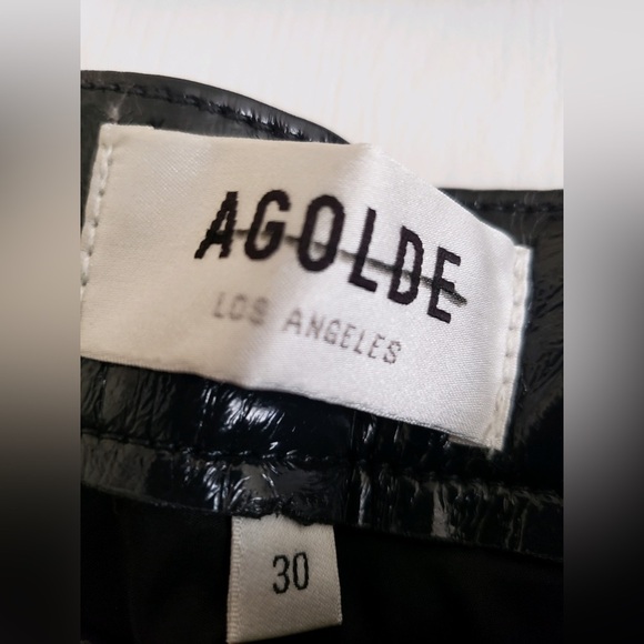 NWOT AGOLDE Recycled Leather 90s Pinch Waist Pants in Shadow Patent Size 30 - Picture 5 of 14